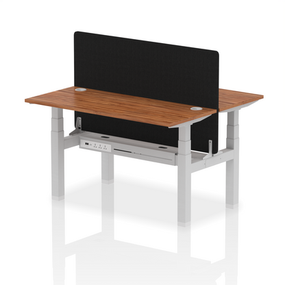 Air Back-to-Back Slimline Height Adjustable Bench Desk - 2 Person with Black Straight Screen