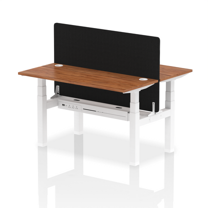 Air Back-to-Back Slimline Height Adjustable Bench Desk - 2 Person with Black Straight Screen