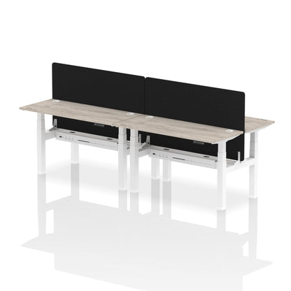 Air Back-to-Back Slimline Height Adjustable Bench Desk - 4 Person with Black Straight Screen