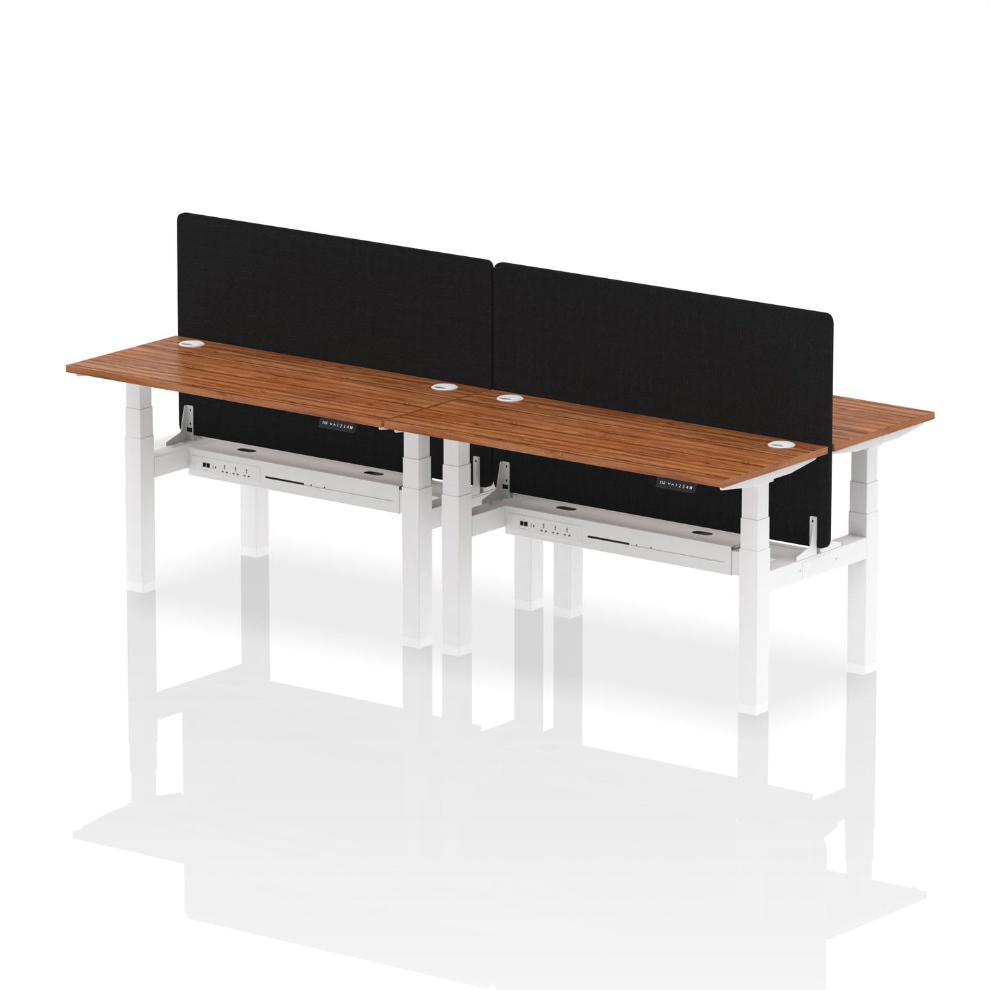 Air Back-to-Back Slimline Height Adjustable Bench Desk - 4 Person with Black Straight Screen