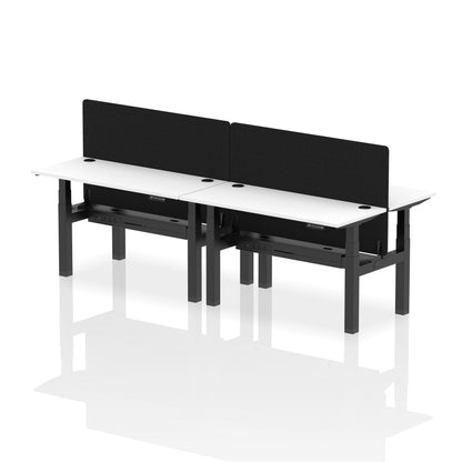 Air Back-to-Back Slimline Height Adjustable Bench Desk - 4 Person with Black Straight Screen