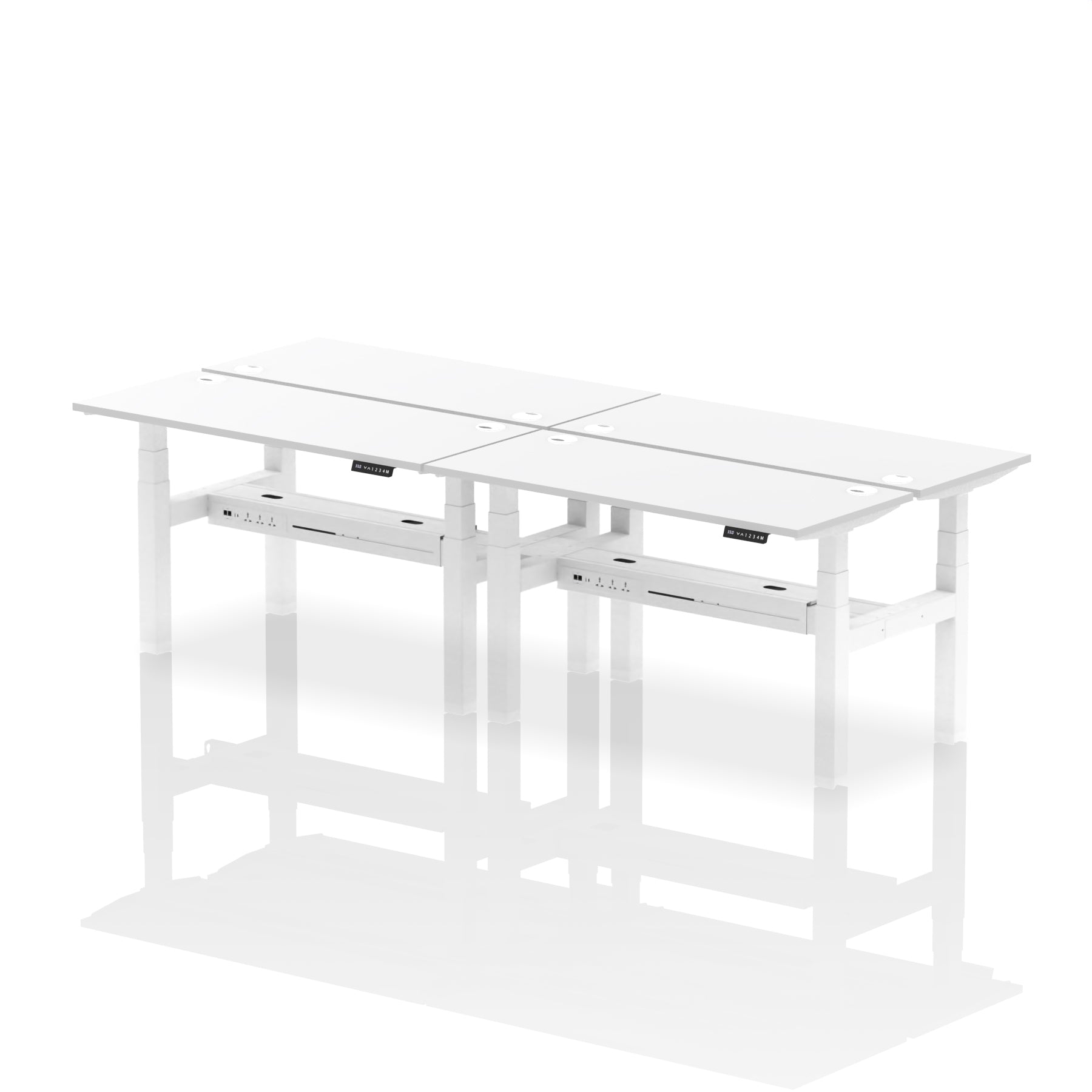 Air Back-to-Back Slimline Height Adjustable Bench Desk - 4 Person