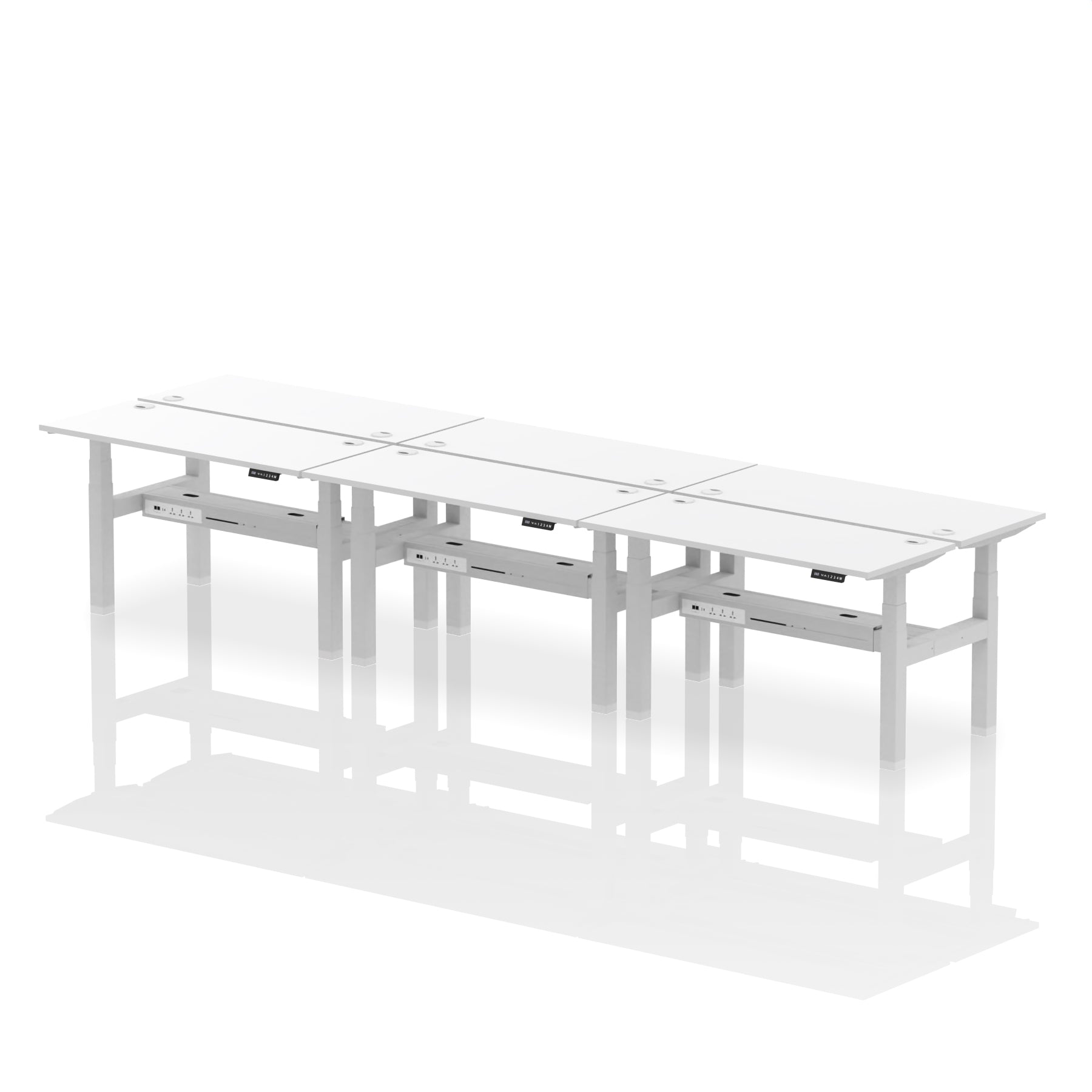 Air Back-to-Back Slimline Height Adjustable Bench Desk - 6 Person