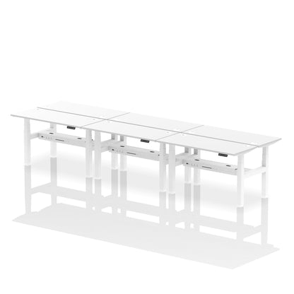 Air Back-to-Back Slimline Height Adjustable Bench Desk - 6 Person