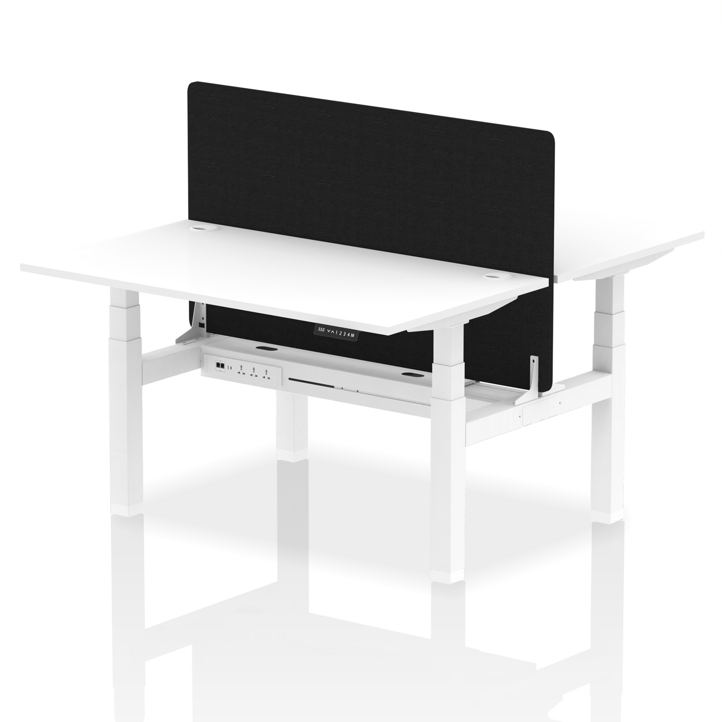 Air Back-to-Back Height Adjustable Bench Desk - 2 Person with Black Straight Screen