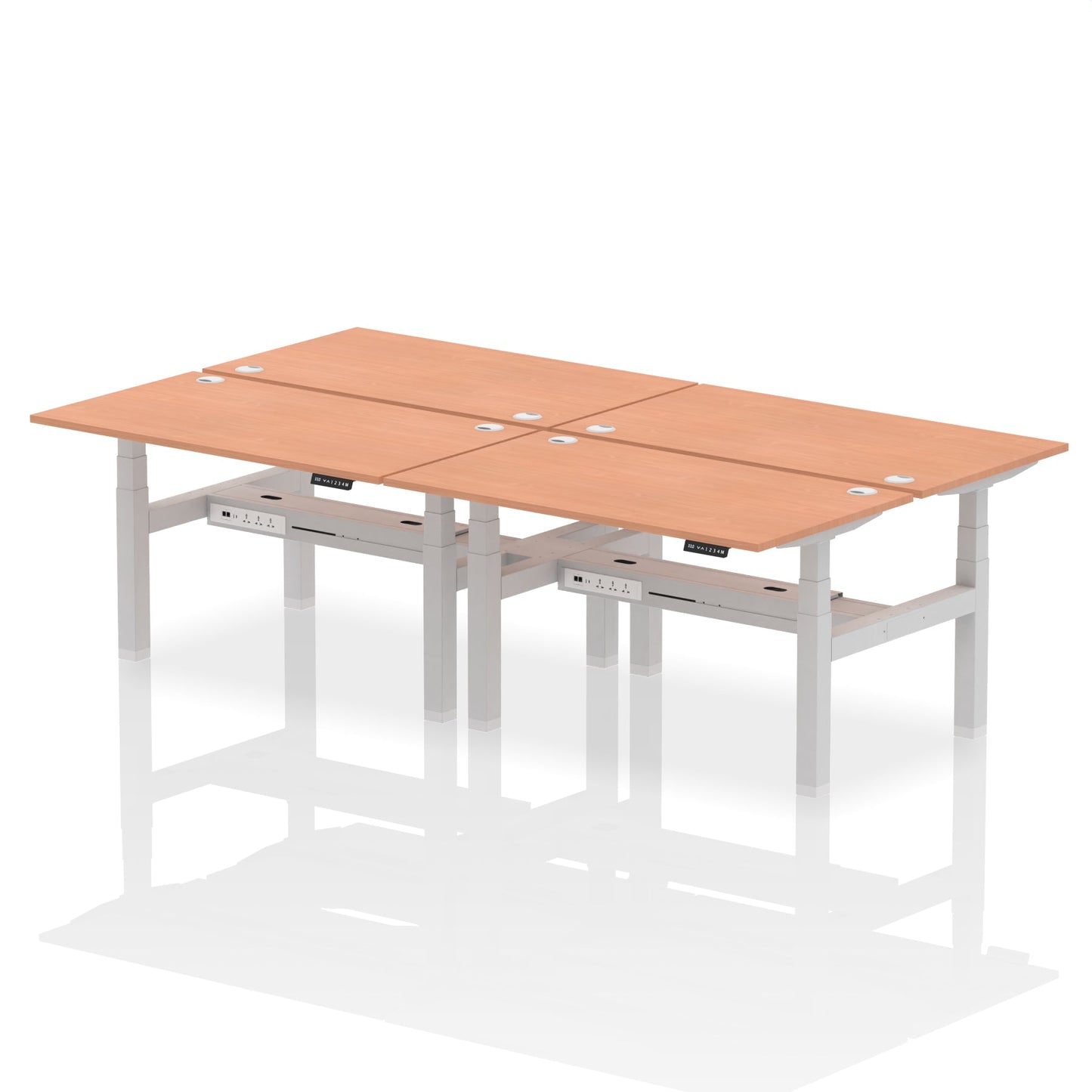 Air Back-to-Back Height Adjustable Bench Desk - 4 Person