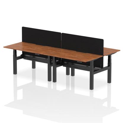 Air Back-to-Back Scalloped Edge Height Adjustable Bench Desk - 4 Person with Black Straight Screen