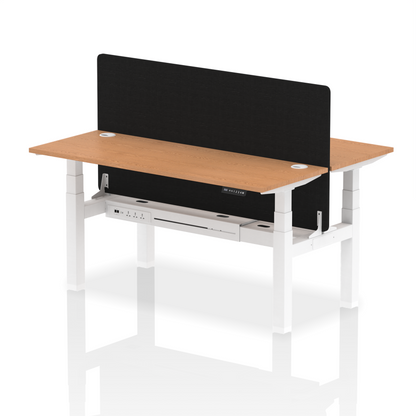 Air Back-to-Back Slimline Height Adjustable Bench Desk - 2 Person with Black Straight Screen