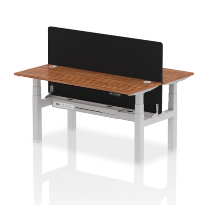 Air Back-to-Back Slimline Height Adjustable Bench Desk - 2 Person with Black Straight Screen