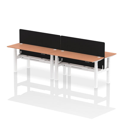 Air Back-to-Back Slimline Height Adjustable Bench Desk - 4 Person with Black Straight Screen