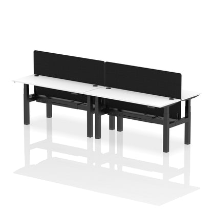 Air Back-to-Back Slimline Height Adjustable Bench Desk - 4 Person with Black Straight Screen