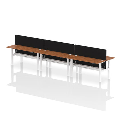 Air Back-to-Back Slimline Height Adjustable Bench Desk - 6 Person with Black Straight Screen