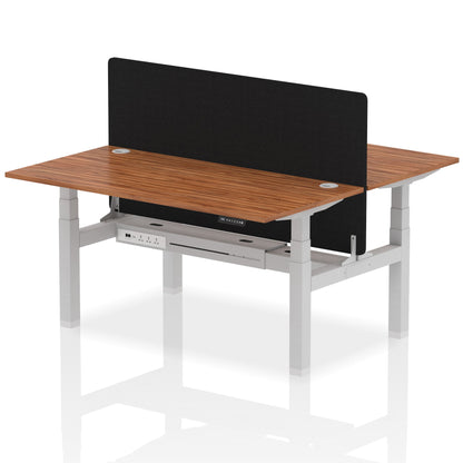 Air Back-to-Back Height Adjustable Bench Desk - 2 Person with Black Straight Screen