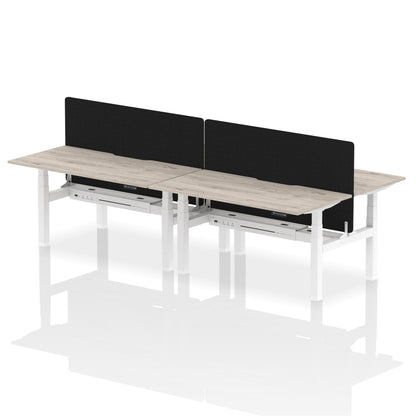 Air Back-to-Back Scalloped Edge Height Adjustable Bench Desk - 4 Person with Black Straight Screen