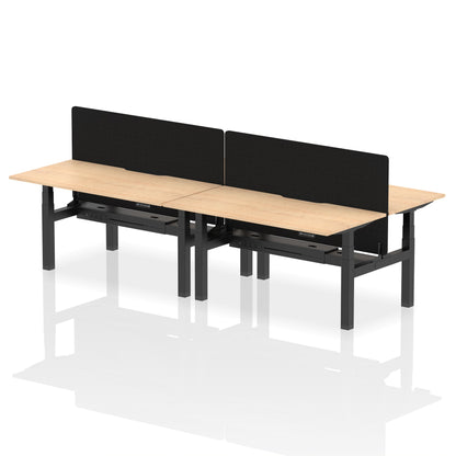 Air Back-to-Back Scalloped Edge Height Adjustable Bench Desk - 4 Person with Black Straight Screen