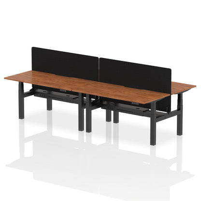 Air Back-to-Back Scalloped Edge Height Adjustable Bench Desk - 4 Person with Black Straight Screen