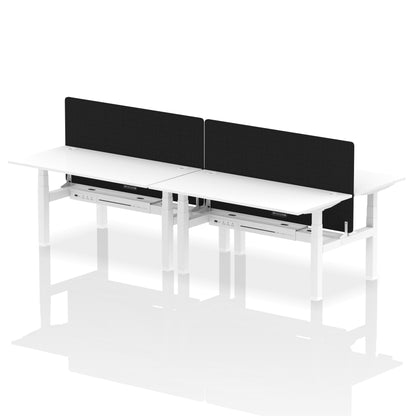 Air Back-to-Back Height Adjustable Bench Desk - 4 Person with Black Straight Screen