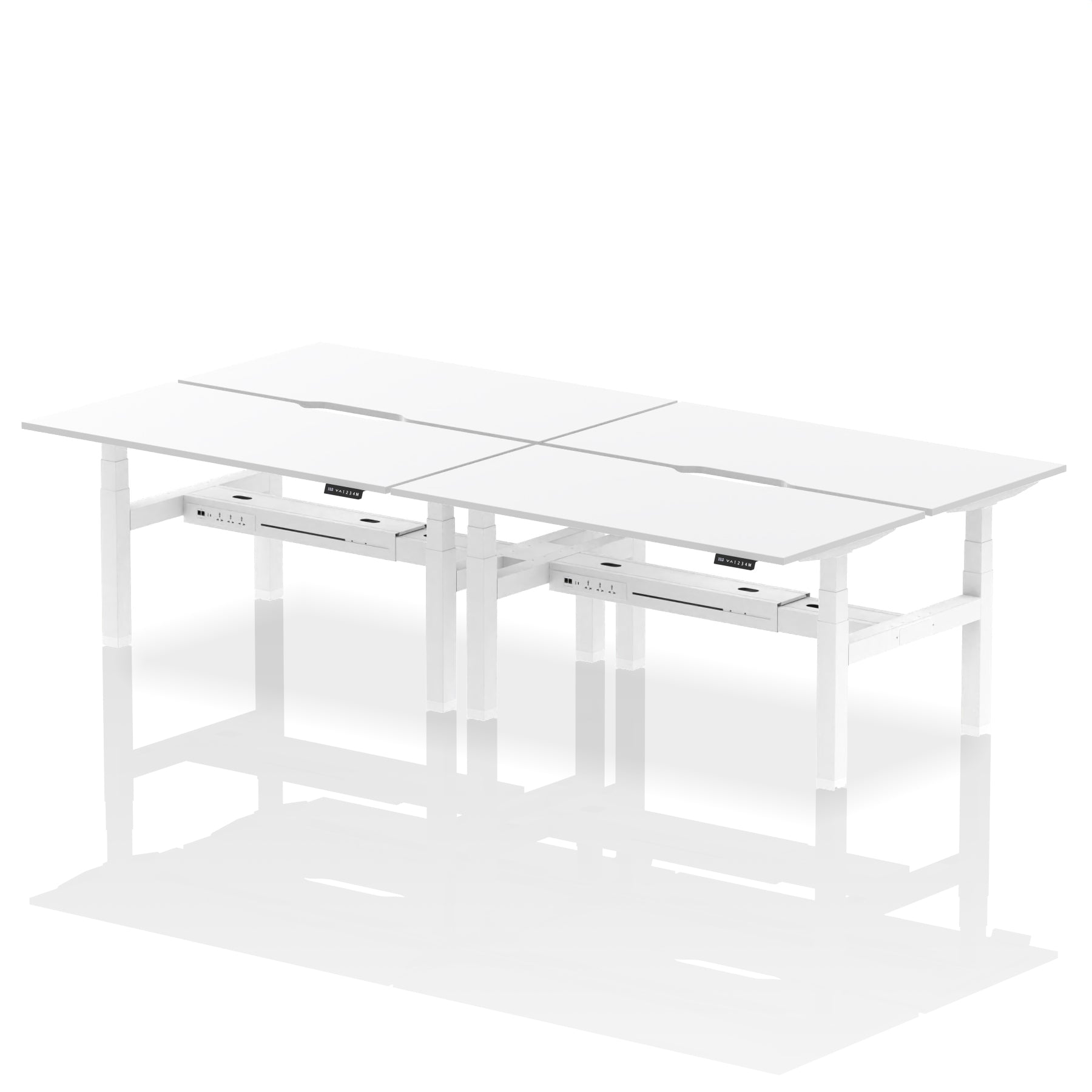 Air Back-to-Back Scalloped Edge Height Adjustable Bench Desk - 4 Person