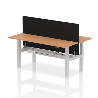 Air Back-to-Back Slimline Height Adjustable Bench Desk - 2 Person with Black Straight Screen