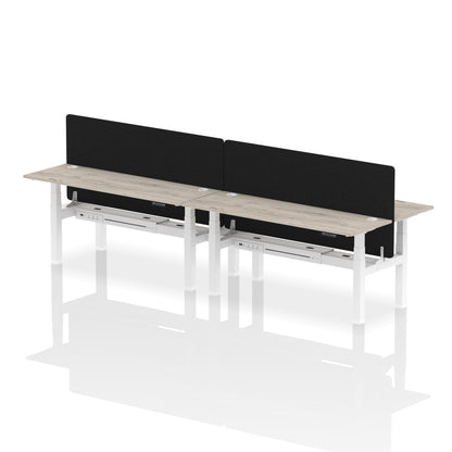 Air Back-to-Back Slimline Height Adjustable Bench Desk - 4 Person with Black Straight Screen