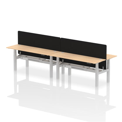 Air Back-to-Back Slimline Height Adjustable Bench Desk - 4 Person with Black Straight Screen