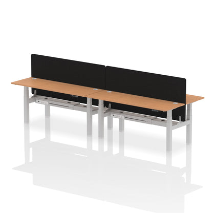 Air Back-to-Back Slimline Height Adjustable Bench Desk - 4 Person with Black Straight Screen