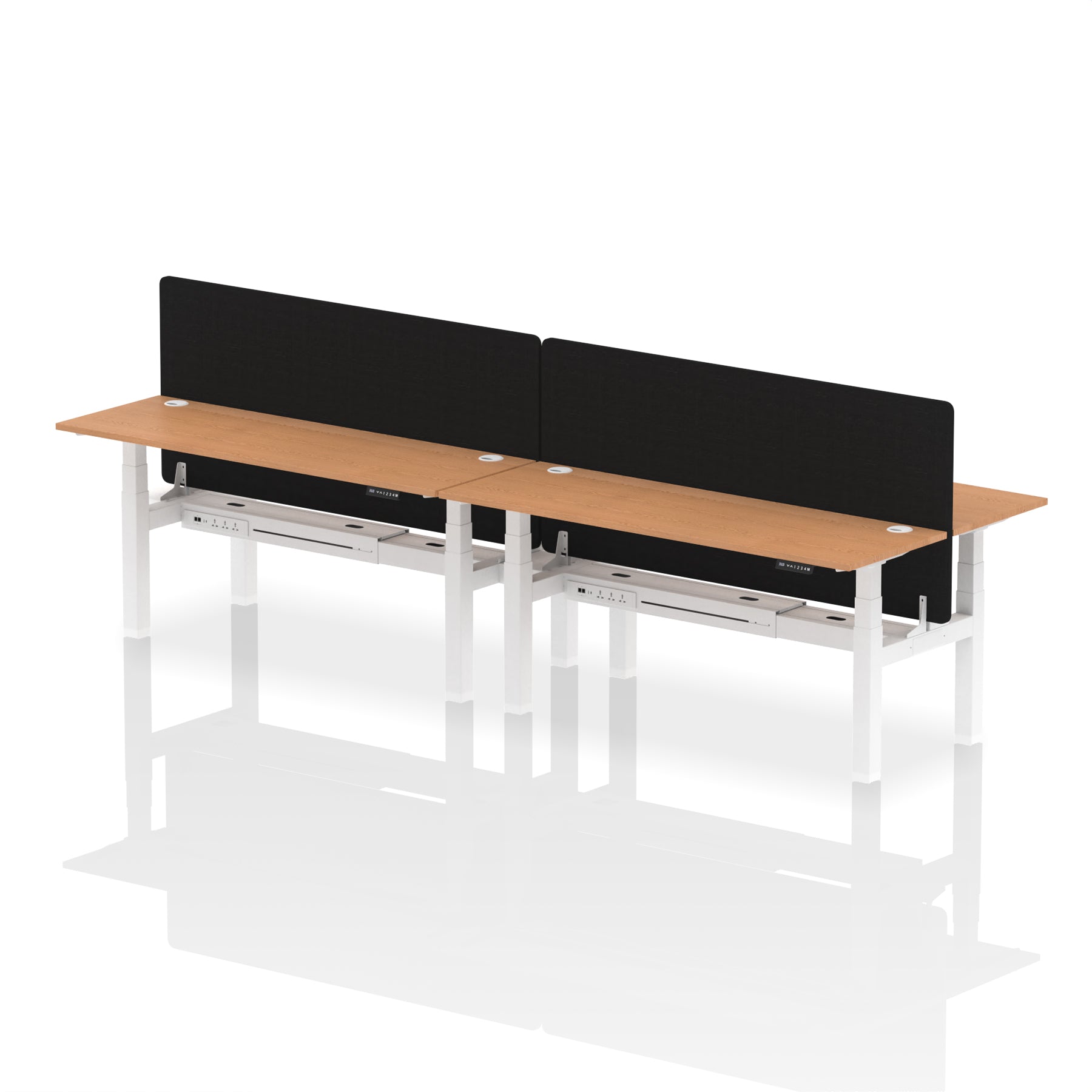 Air Back-to-Back Slimline Height Adjustable Bench Desk - 4 Person with Black Straight Screen