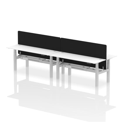 Air Back-to-Back Slimline Height Adjustable Bench Desk - 4 Person with Black Straight Screen