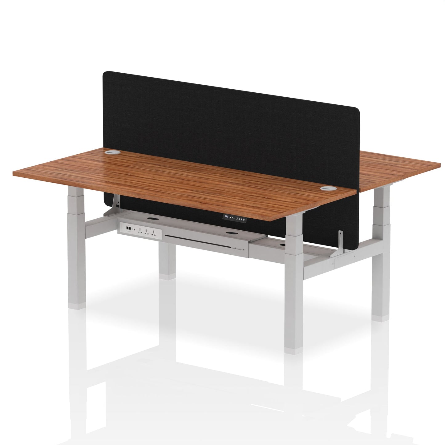 Air Back-to-Back Height Adjustable Bench Desk - 2 Person with Black Straight Screen