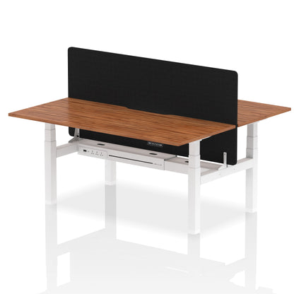 Air Back-to-Back Scalloped Edge Height Adjustable Bench Desk - 2 Person with Black Straight Screen