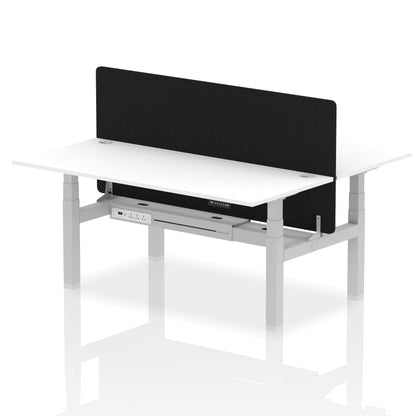 Air Back-to-Back Height Adjustable Bench Desk - 2 Person with Black Straight Screen