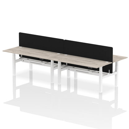 Air Back-to-Back Height Adjustable Bench Desk - 4 Person with Black Straight Screen