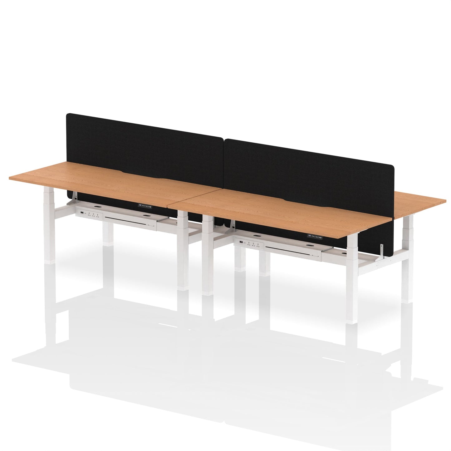 Air Back-to-Back Scalloped Edge Height Adjustable Bench Desk - 4 Person with Black Straight Screen