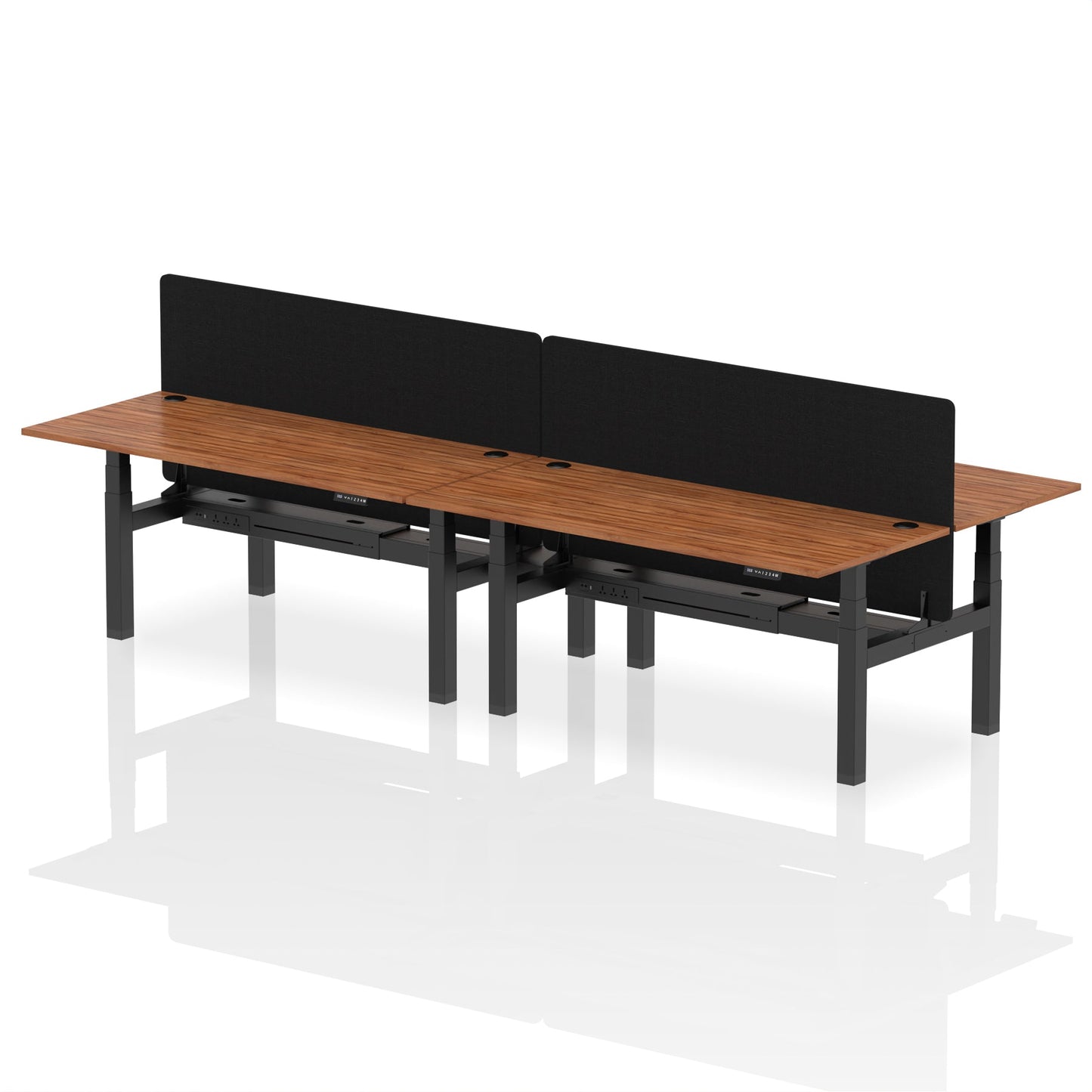 Air Back-to-Back Height Adjustable Bench Desk - 4 Person with Black Straight Screen