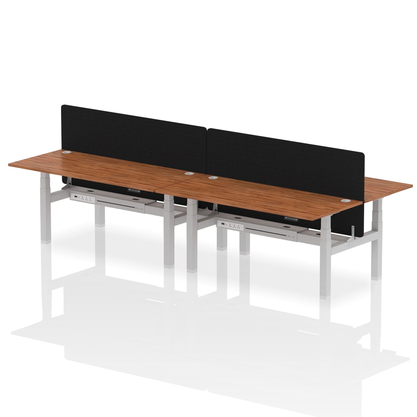 Air Back-to-Back Height Adjustable Bench Desk - 4 Person with Black Straight Screen