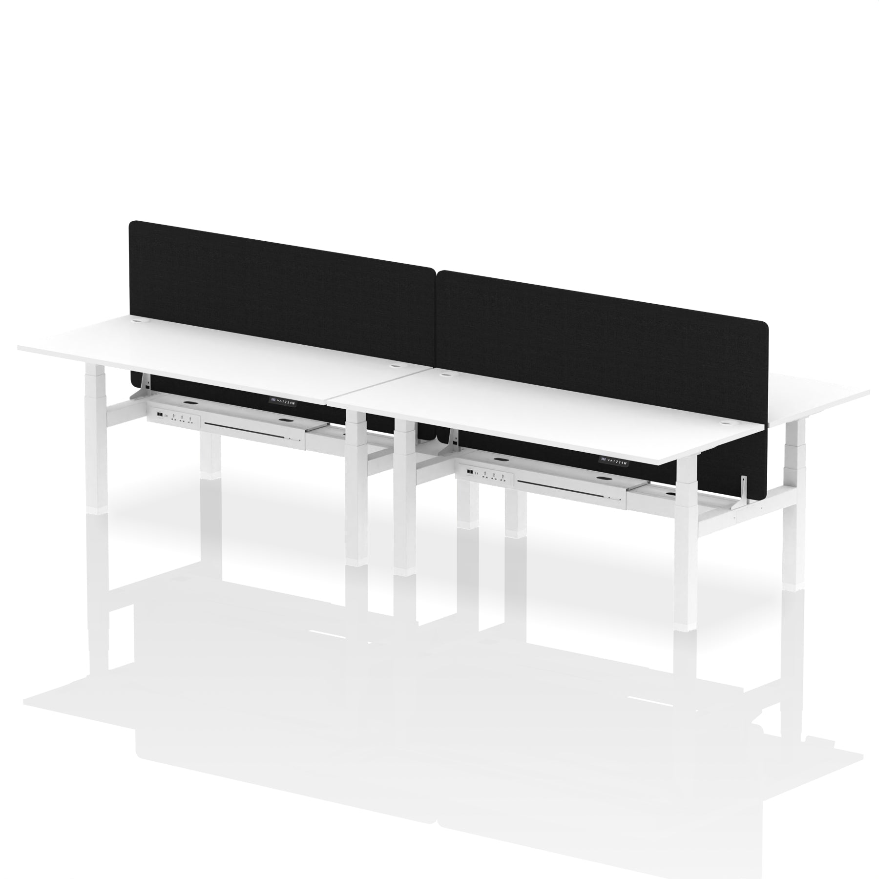 Air Back-to-Back Height Adjustable Bench Desk - 4 Person with Black Straight Screen