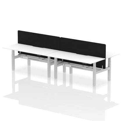 Air Back-to-Back Scalloped Edge Height Adjustable Bench Desk - 4 Person with Black Straight Screen