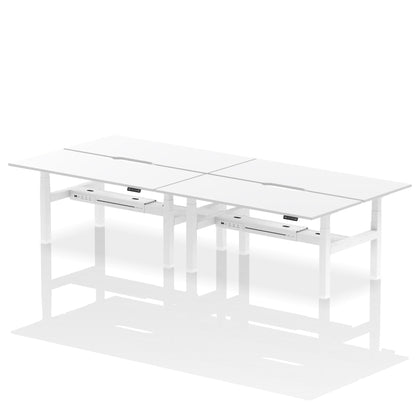 Air Back-to-Back Scalloped Edge Height Adjustable Bench Desk - 4 Person