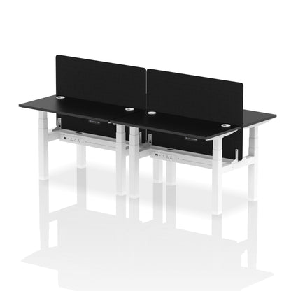 Air Back-to-Back Slimline Height Adjustable Bench Desk - 4 Person with Black Straight Screen