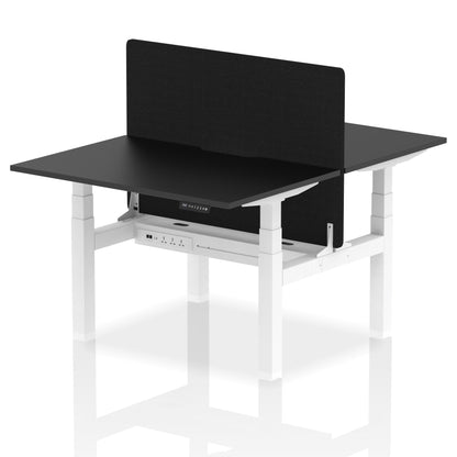 Air Back-to-Back Scalloped Edge Height Adjustable Bench Desk - 2 Person with Black Straight Screen