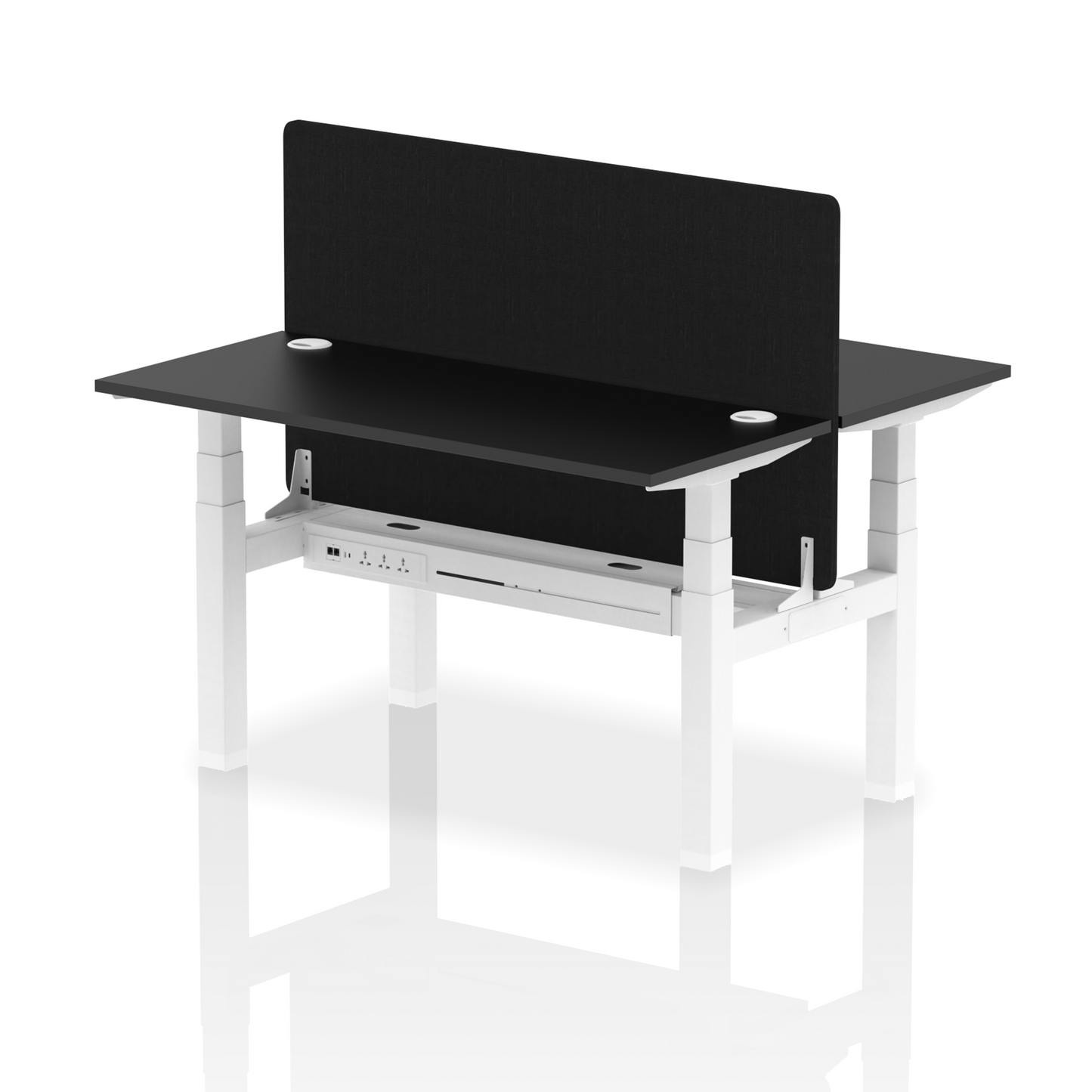 Air Back-to-Back Slimline Height Adjustable Bench Desk - 2 Person with Black Straight Screen