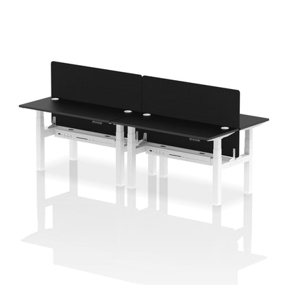 Air Back-to-Back Slimline Height Adjustable Bench Desk - 4 Person with Black Straight Screen