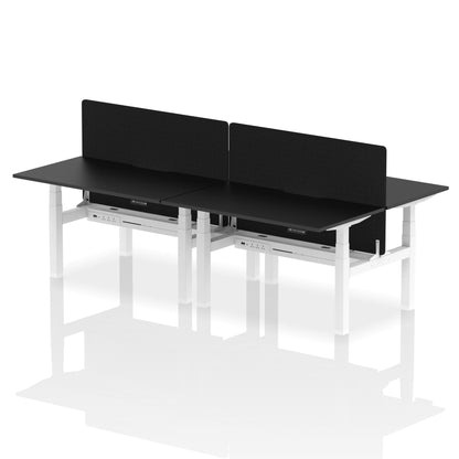 Air Back-to-Back Scalloped Edge Height Adjustable Bench Desk - 4 Person with Black Straight Screen