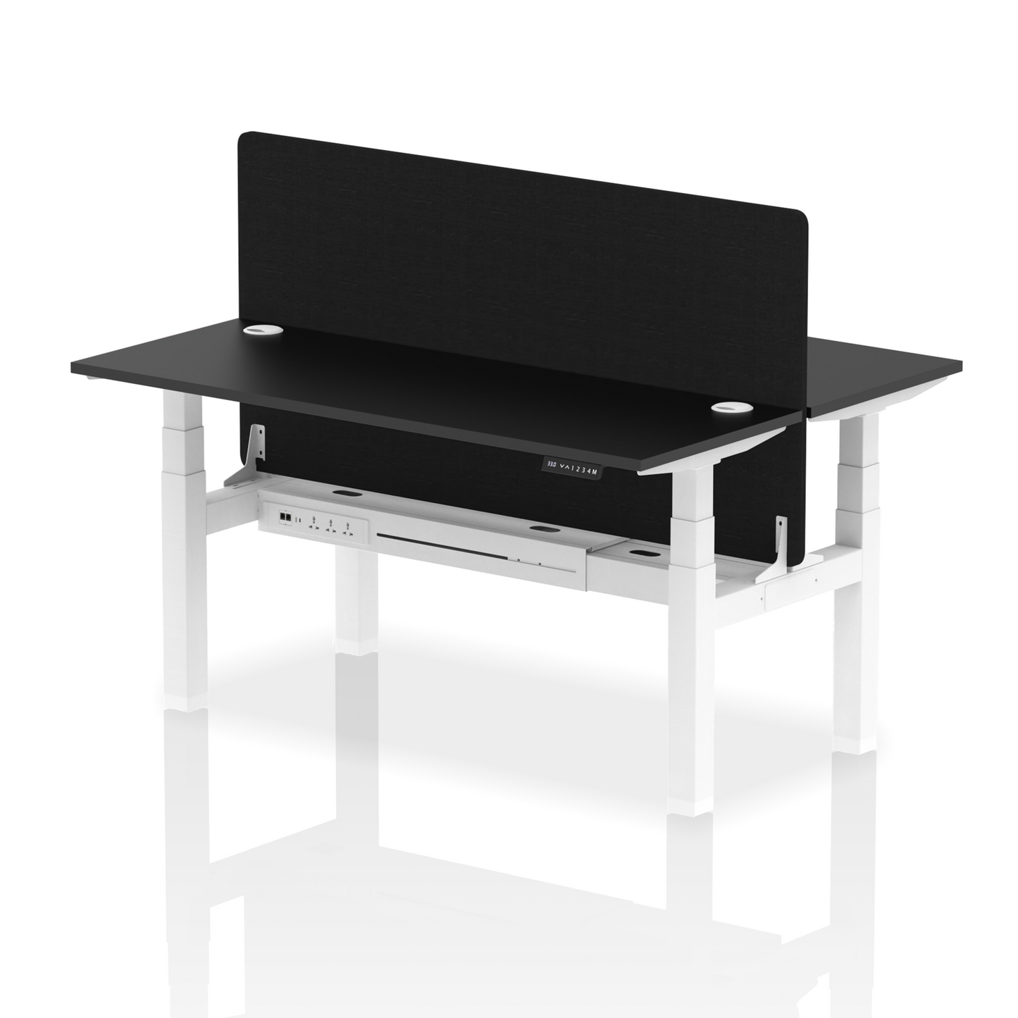 Air Back-to-Back Slimline Height Adjustable Bench Desk - 2 Person with Black Straight Screen