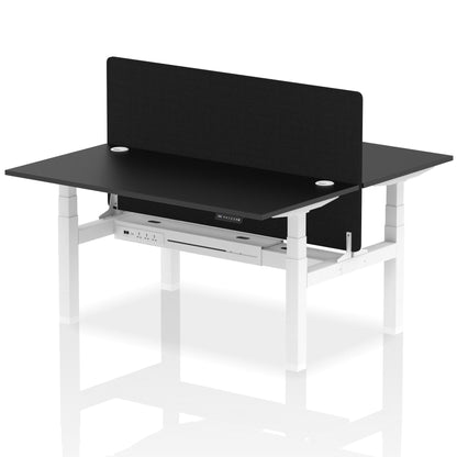 Air Back-to-Back Height Adjustable Bench Desk - 2 Person with Black Straight Screen