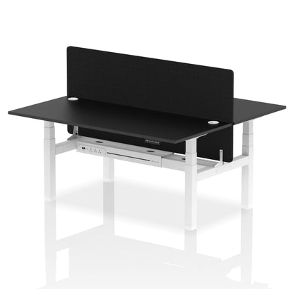 Air Back-to-Back Height Adjustable Bench Desk - 2 Person with Black Straight Screen