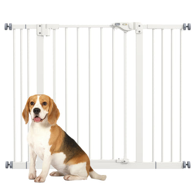 PawHut Metal 74-100cm Wide Adjustable Dog Gate Black 