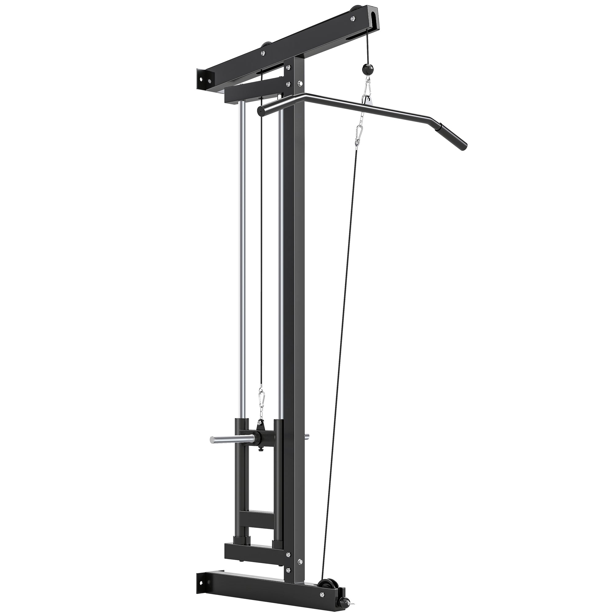 SPORTNOW Wall Mounted Lat Pull Down Machine, Crossover Cable Machine with High & Low Pulleys for Home Gym Full Body Workout 