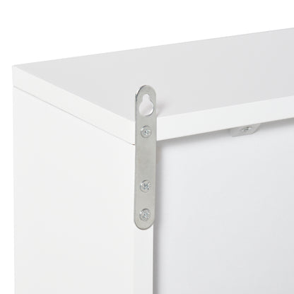 HOMCOM Bathroom Mirror Cabinet Wall Mounted Storage Shelf Bathroom Cupboard Double Door, White 