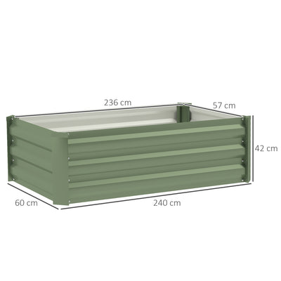 Outsunny Set of Two 60 x 100cm Galvanised Steel Planters, Green 